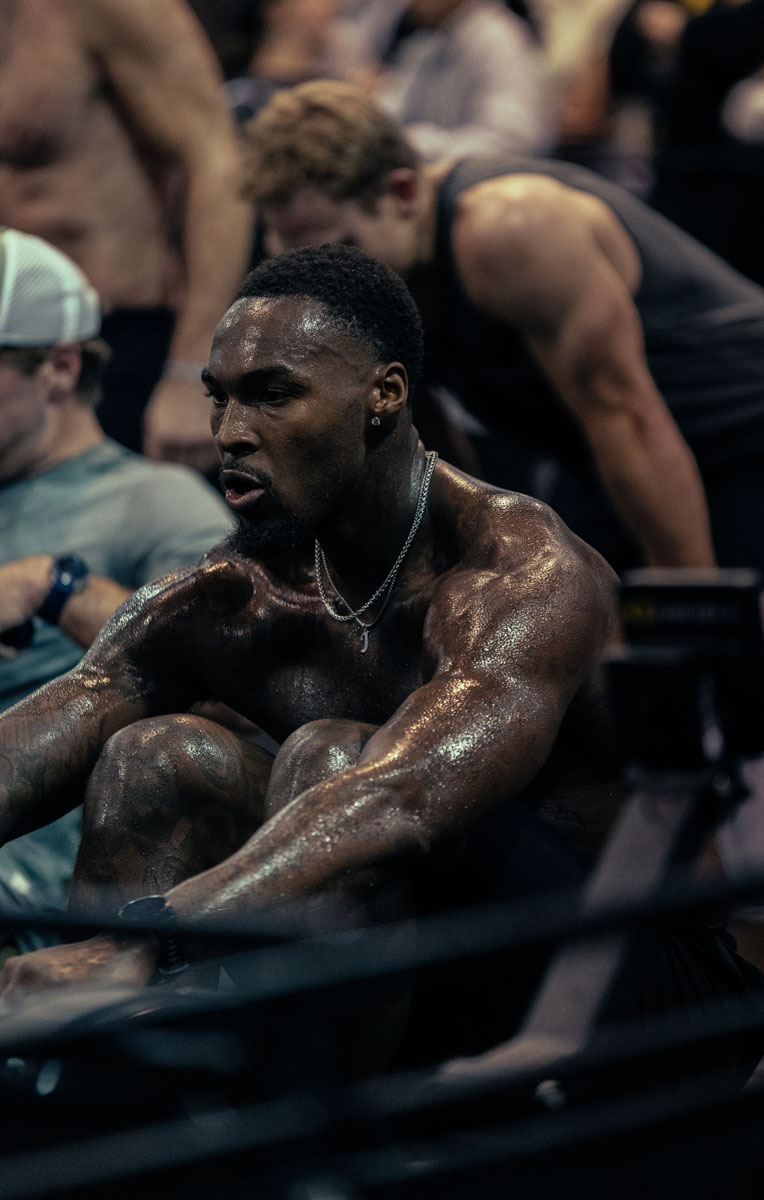 The coach is working out.